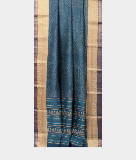 Blue Soft Printed Cotton Saree T1849372