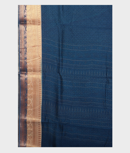 Blue Soft Printed Cotton Saree T1849373