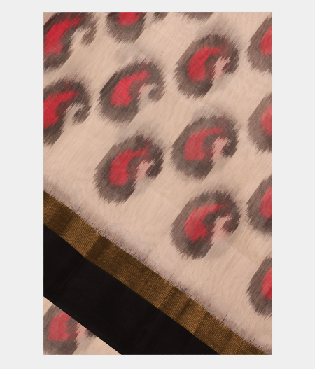 White Pochampalli Silk Cotton Saree T222224-image