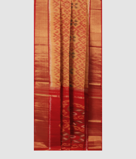 Beige Pochampalli Silk Cotton Saree T2222252
