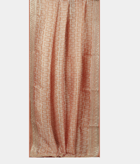 Light Beige Kora Organza Printed Saree T2263042