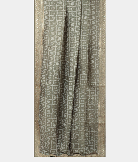 Grey Kora Organza Printed Saree T2263172