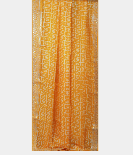 Yellow Kora Organza Printed Saree T2263082