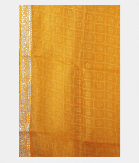 Yellow Kora Organza Printed Saree T2263083