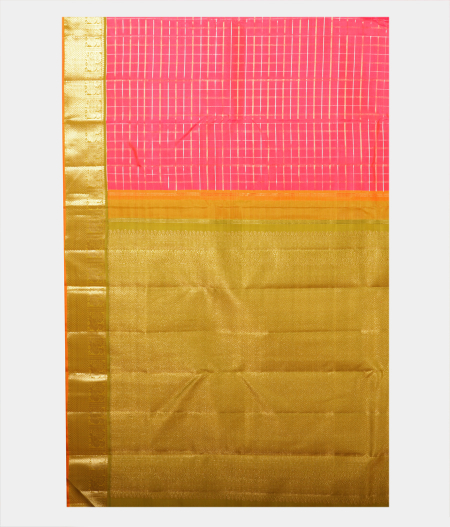 Orangish Pink Handwoven Kanjivaram Silk Saree T2245734