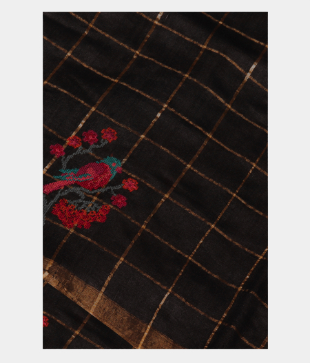 Black Tussar Embroidery Saree T219936-image