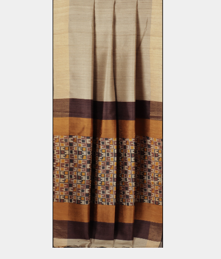 Beige Tussar Printed Saree T2232182