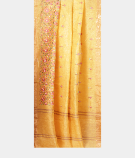 yellow-linen-embroidery-saree-t225559-t225559-b