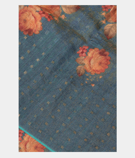 Blue Tussar Printed Saree T225411-image