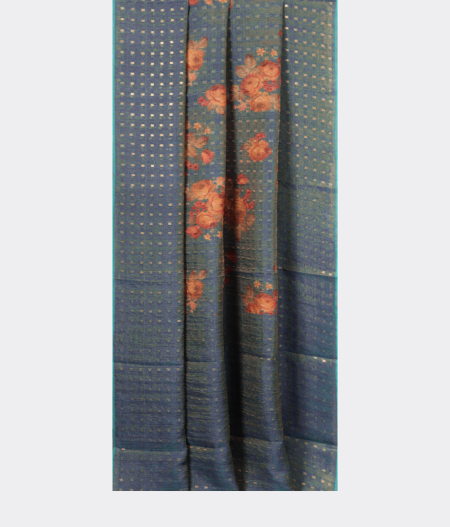 Blue Tussar Printed Saree T2254112