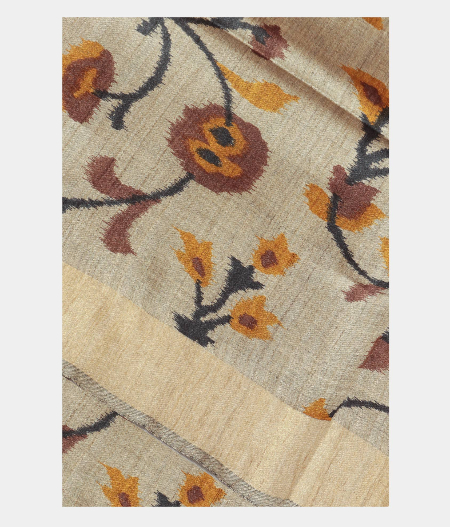 Dark Beige Tussar Printed Saree T223198-image