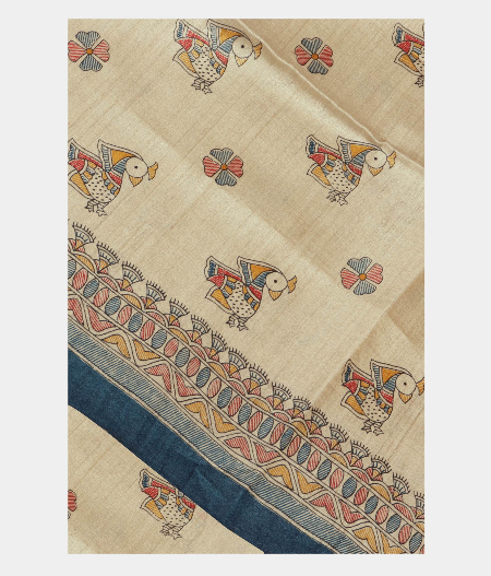 Blue Tussar Printed Saree T223344-image
