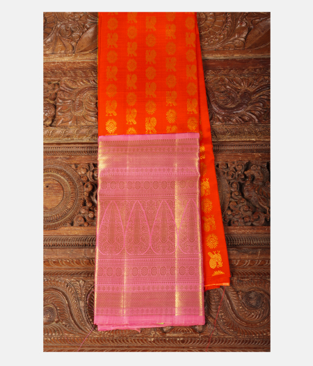 Red Handwoven Kanjivaram Silk Pavadai T217156-image