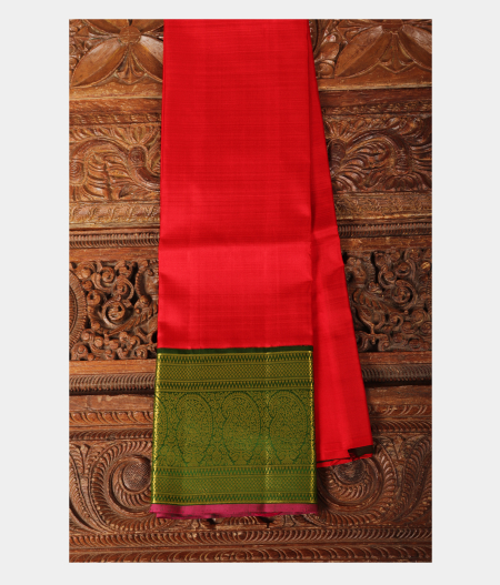 Red Handwoven Kanjivaram Silk Pavadai T215098-image