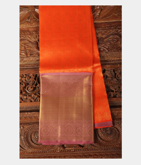 Orange Handwoven Kanjivaram Silk Pavadai T208262-image
