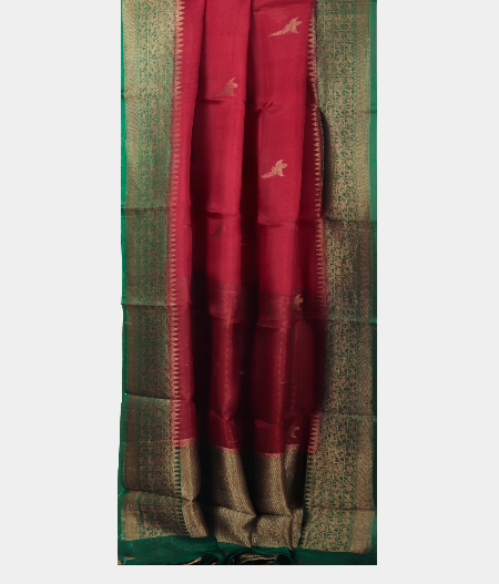 Maroon Banaras Organza Saree T2227672