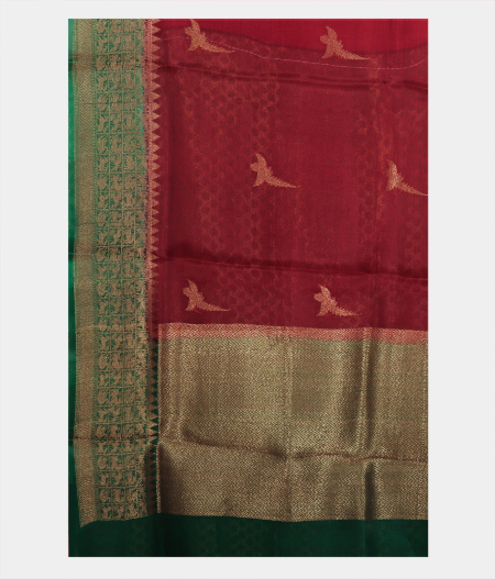 Maroon Banaras Organza Saree T2227674