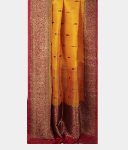 Yellow Banaras Organza Saree T2228342