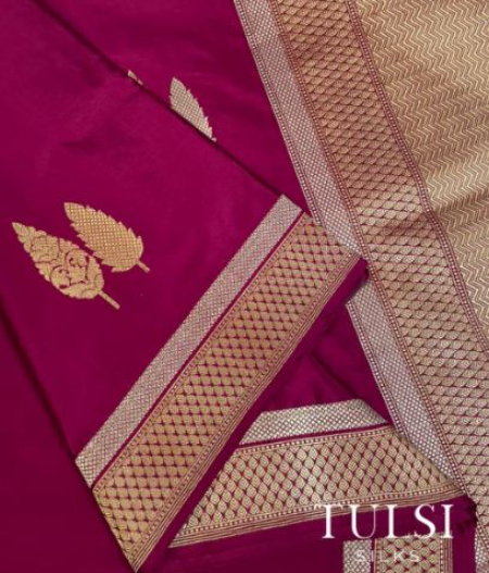Purple Banarasi silk saree T2225002