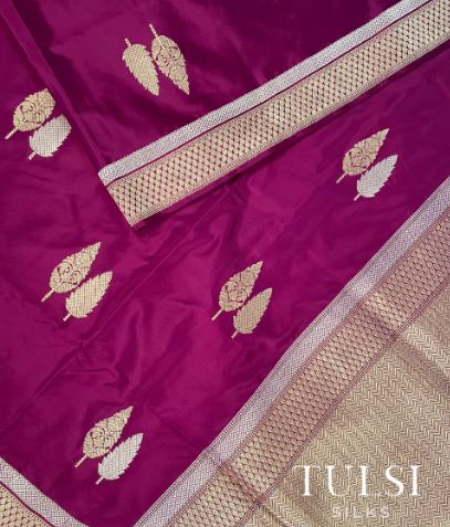 Purple Banarasi silk saree T2225003