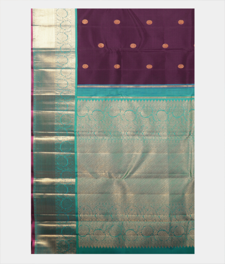 Dark Purple Handwoven Kanjivaram Silk Saree T2245154