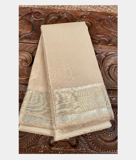 Beige Handwoven Kanjivaram Silk Dhoti and Vastharam T218275 -image