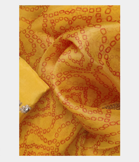 Yellow Kora Organza Printed Saree T2208862
