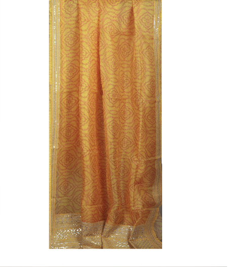 Yellow Kora Organza Printed Saree T2208864