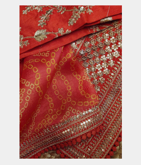 Red Kora Organza Printed Saree T2208872