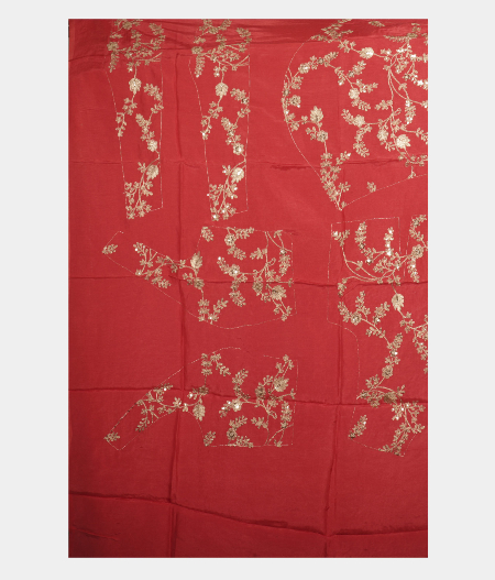 Red Kora Organza Printed Saree T2208873