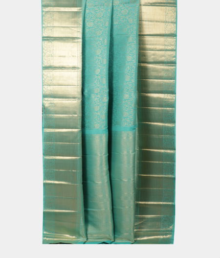 Turquoise Blue Handwoven Kanjivaram Silk Saree T220356 2