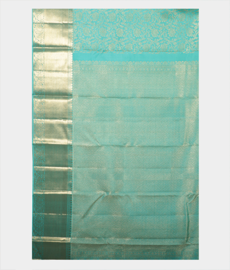 Turquoise Blue Handwoven Kanjivaram Silk Saree T220356 4