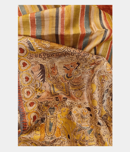Mustard Yellow Tussar Printed Saree T224494-image