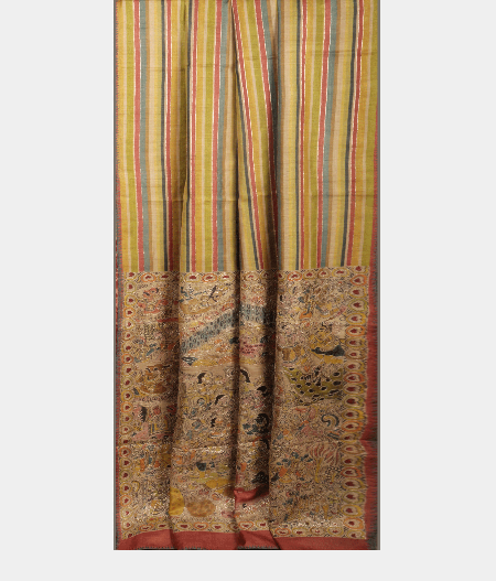 Mustard Yellow Tussar Printed Saree T2244944