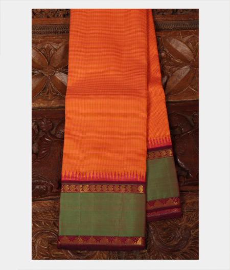Yellow and Orange Handwoven Kanjivaram Silk Saree T219456-image