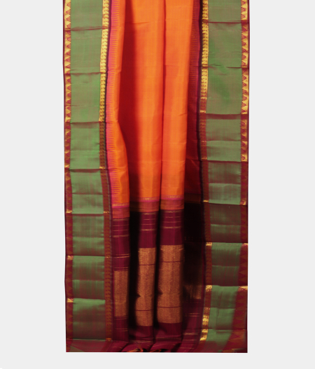 Yellow and Orange Handwoven Kanjivaram Silk Saree T2194562