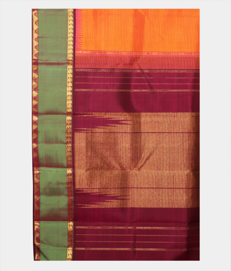 Yellow and Orange Handwoven Kanjivaram Silk Saree T2194564