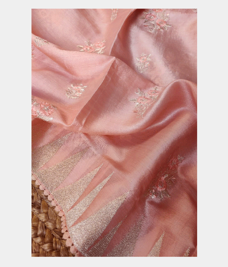 Pink Tussar Embroidery Saree T220878-image