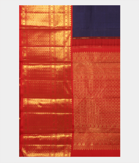 Blue Handwoven Kanjivaram Silk Saree T2267634