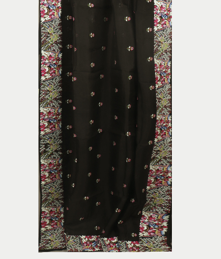 Black Organza Embroidery Saree T2226164