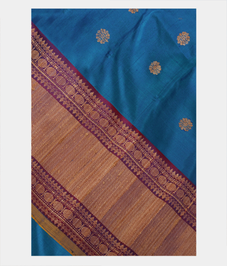Peacock Blue Gadwal Silk Saree T223174-image