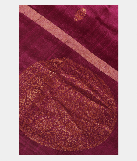 Burgundy Banaras Tussar Saree T226840-image