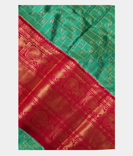 Green Ikat Silk Saree T204734-image
