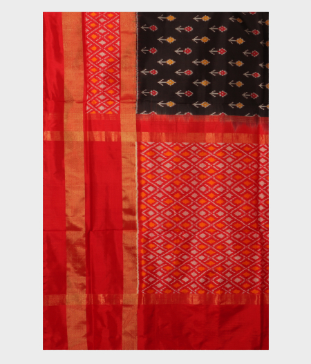 Black Ikat Silk Saree T1707774