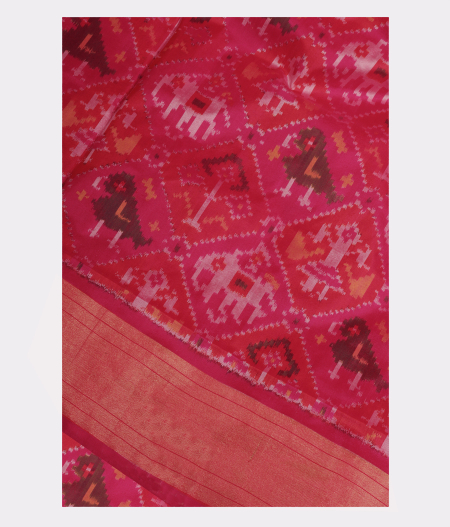 Pink Ikat Silk Saree T153611-image