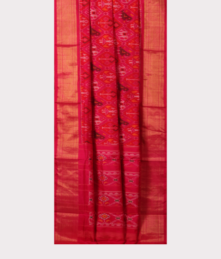Pink Ikat Silk Saree T1536112