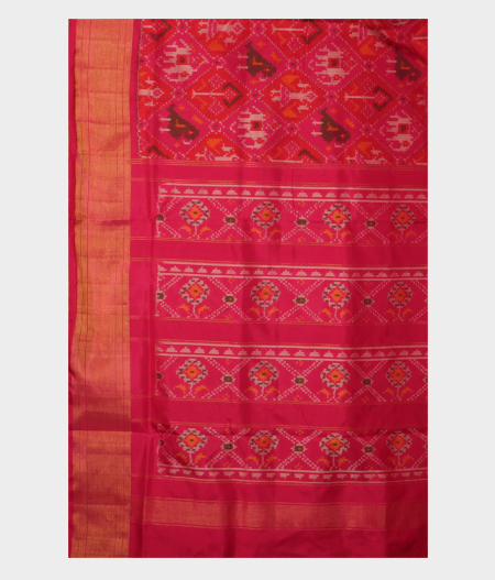 Pink Ikat Silk Saree T1536114