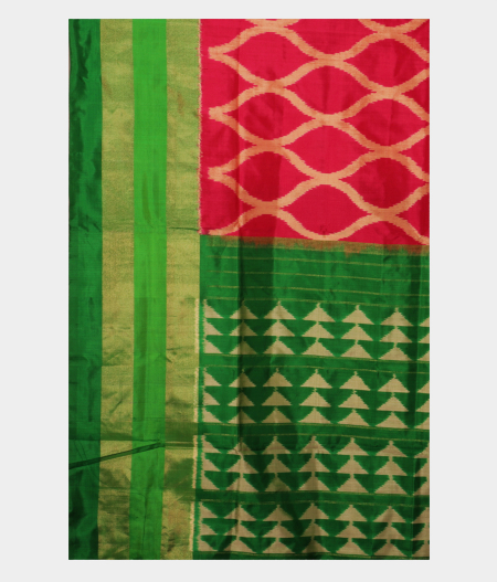 Pink Ikat Silk Saree T1865894