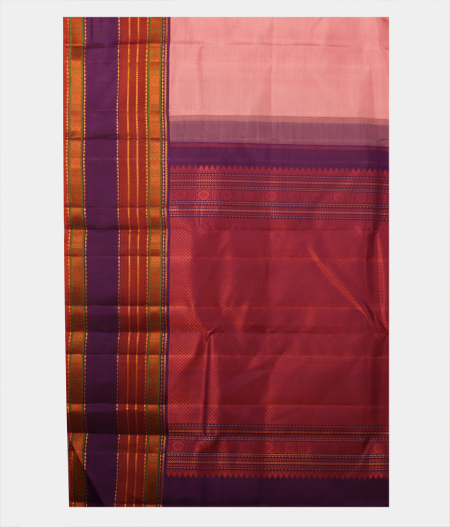 Salmon Pink Handwoven Kanjivaram Silk Saree T2253664