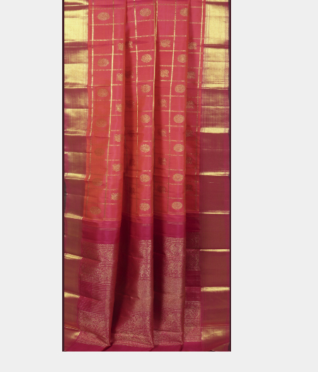 Pinkish Orange Handwoven Kanjivaram Silk Saree T2120082